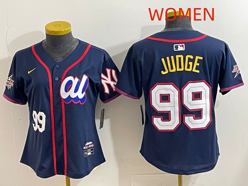 Women 2025 New York Yankees 99 Judge dark Blue All star Nike MLB Jersey style 0017